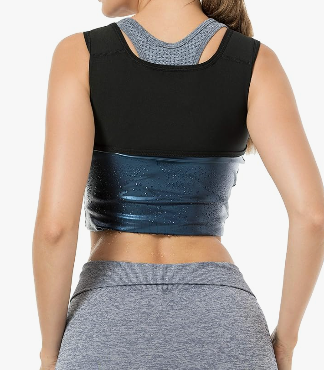 V1001 Womens Polymer Sauna Vest Sweat Tank top Shirts with Zipper