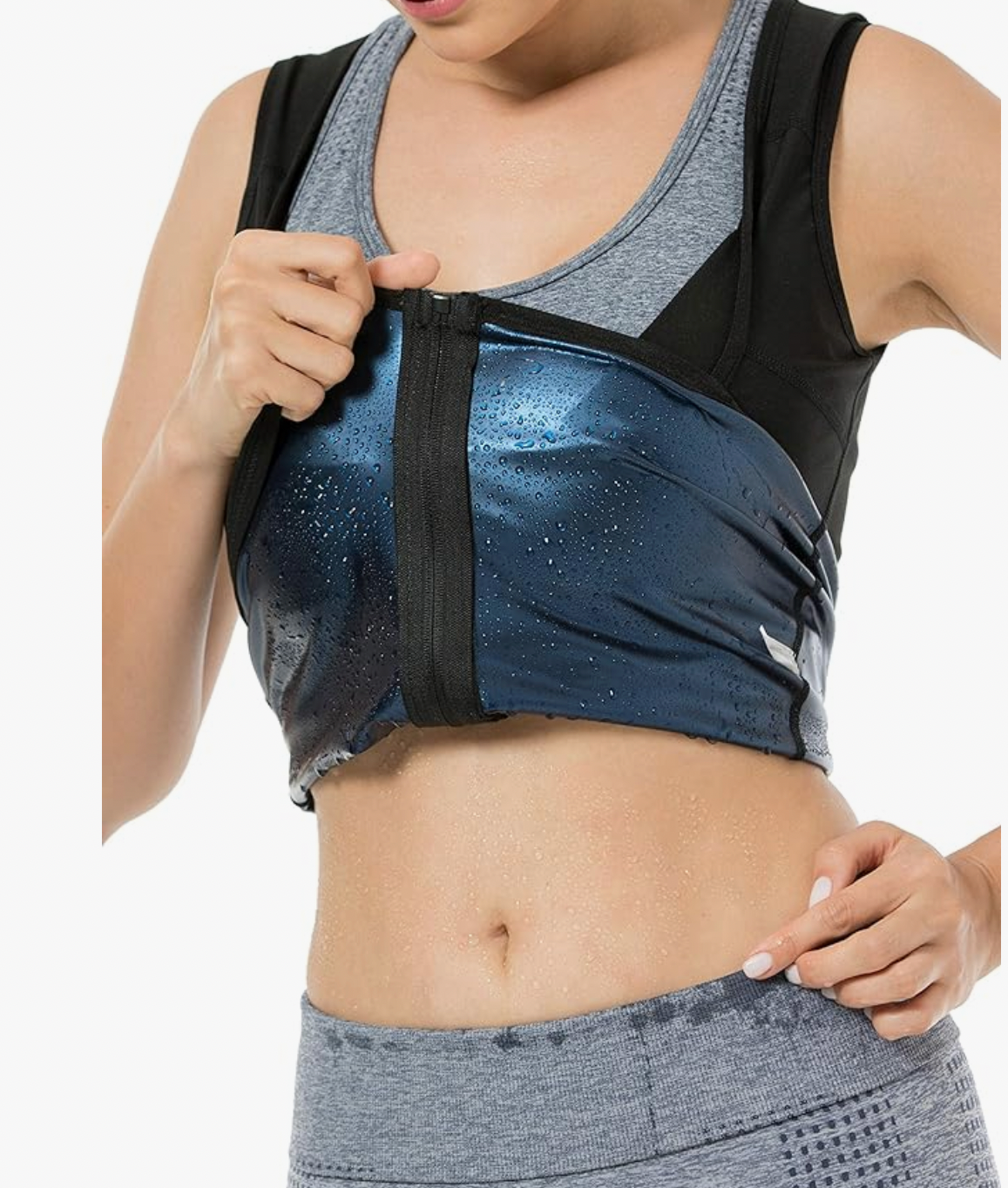 V1001 Womens Polymer Sauna Vest Sweat Tank top Shirts with Zipper