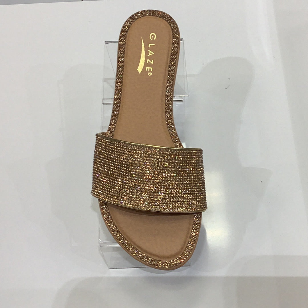 Sandals honey 62 Slip On Flat with Rhinestones Fajas Kataleya