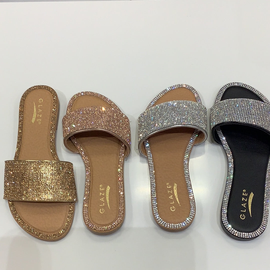 Sandals honey 62 Slip On Flat with Rhinestones Fajas Kataleya